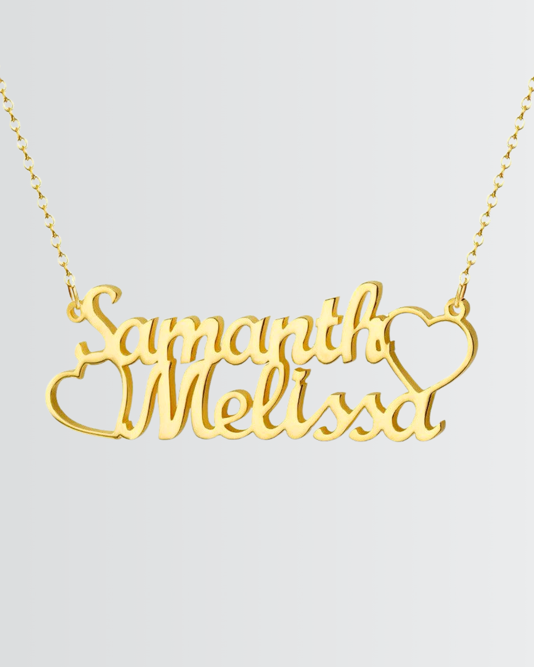 Personalize Couple Names &amp; Hearts Necklace