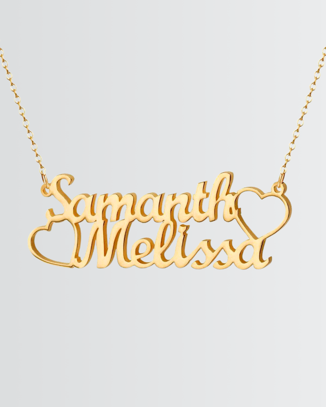 Personalize Couple Names &amp; Hearts Necklace