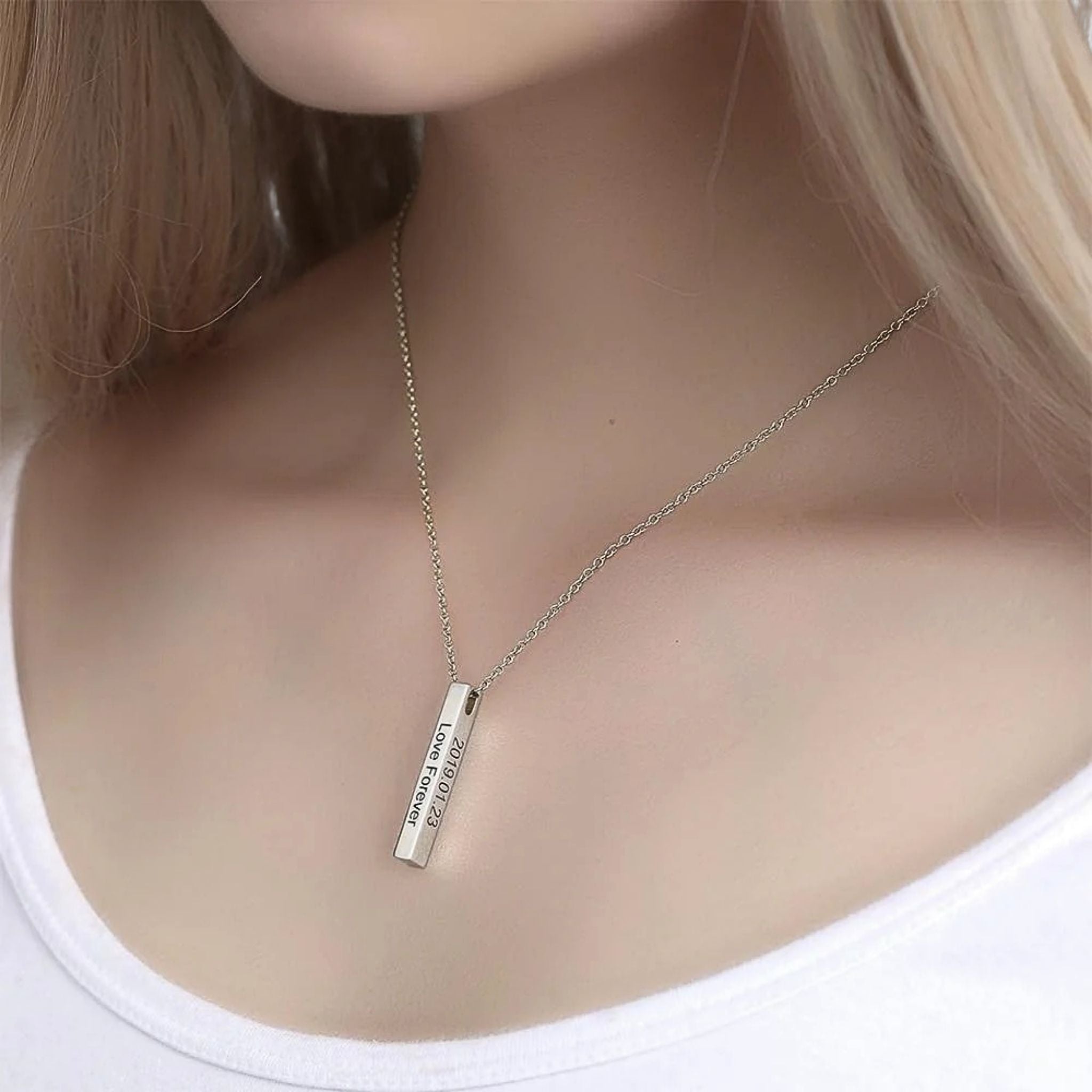 Personalize Your Name Vertical Bar Necklace