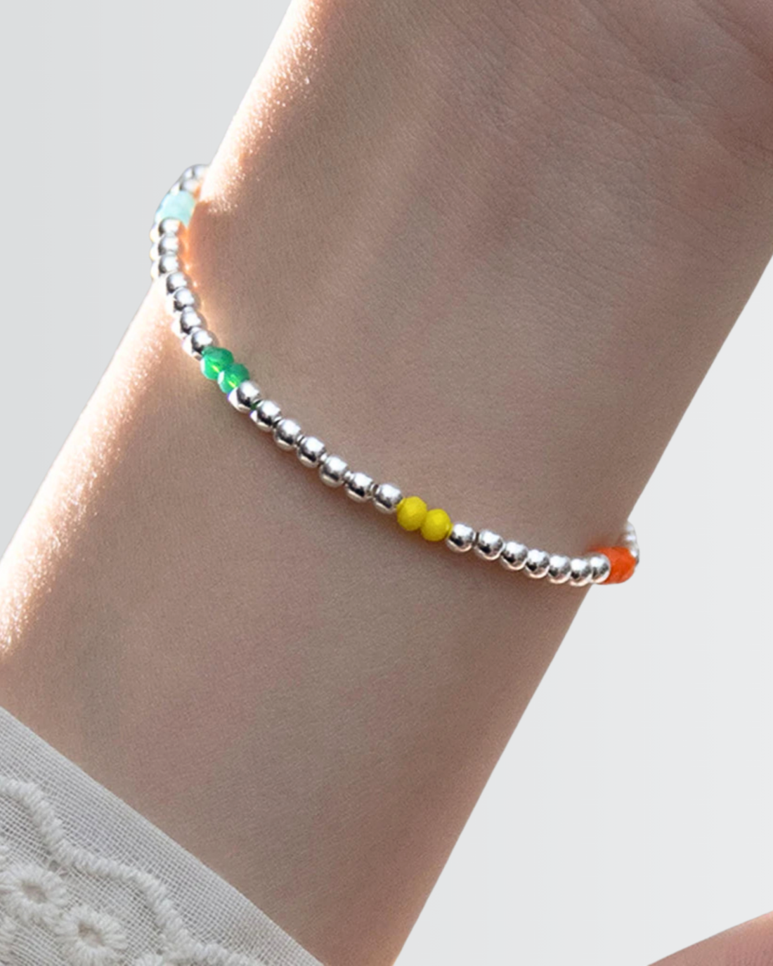 Silver Glow Beads Bracelet