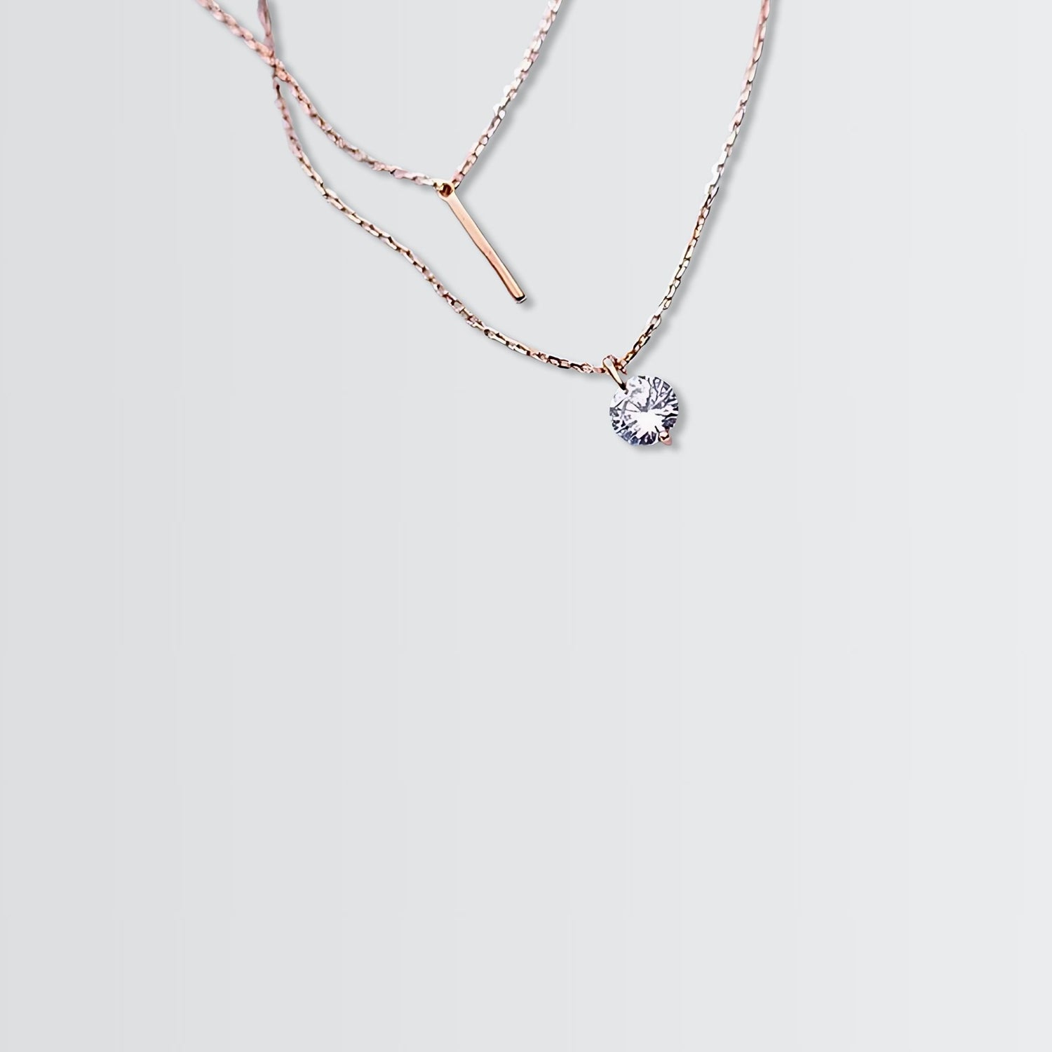 Scintillating Solitaire &amp; Bar Layered Necklace