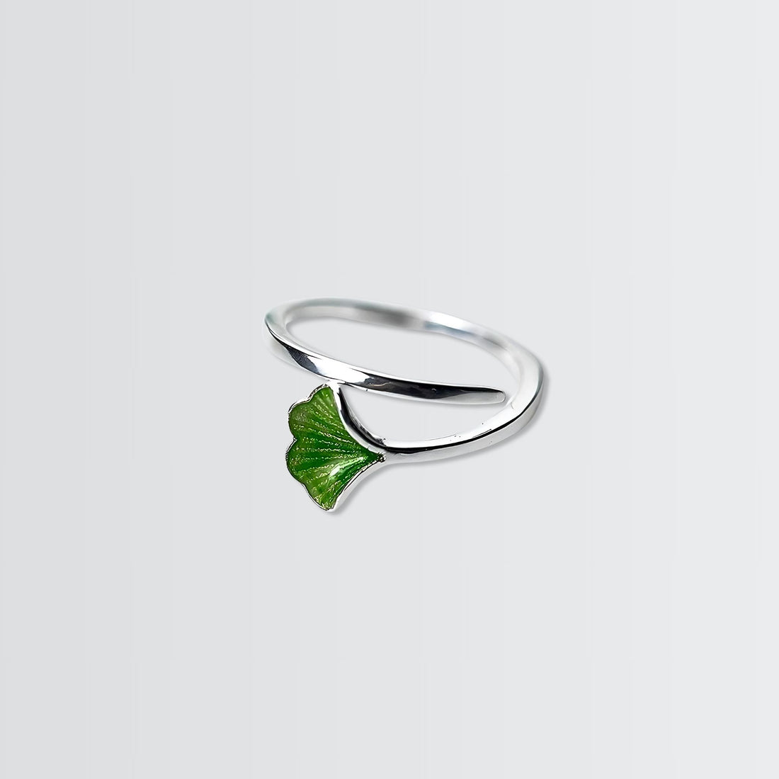 Textured Leaf Enamel Ring