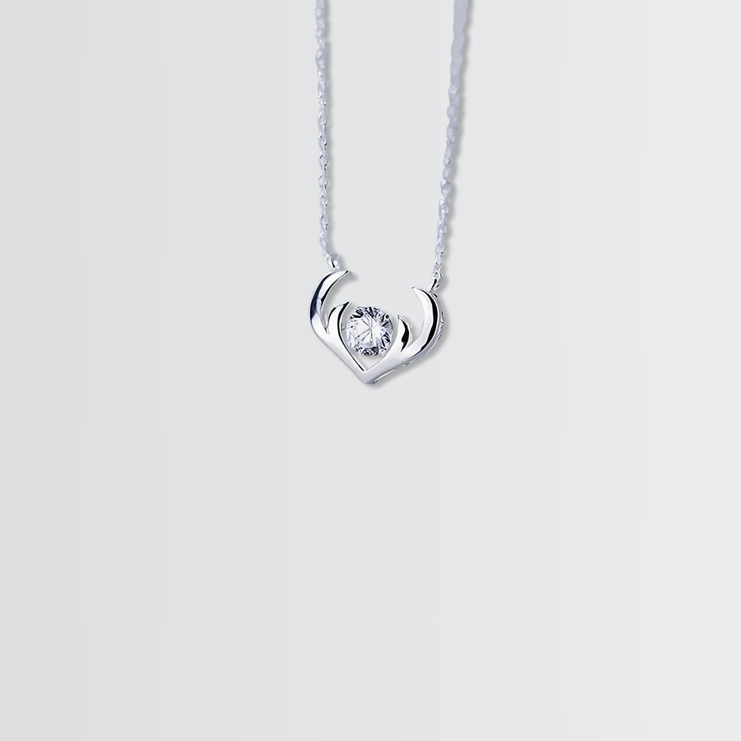 Antlers Solitaire Minimal Necklace