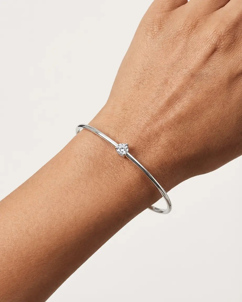 A Solitaire Says It All Bracelet -  Silver Bracelet by BLINGLANE