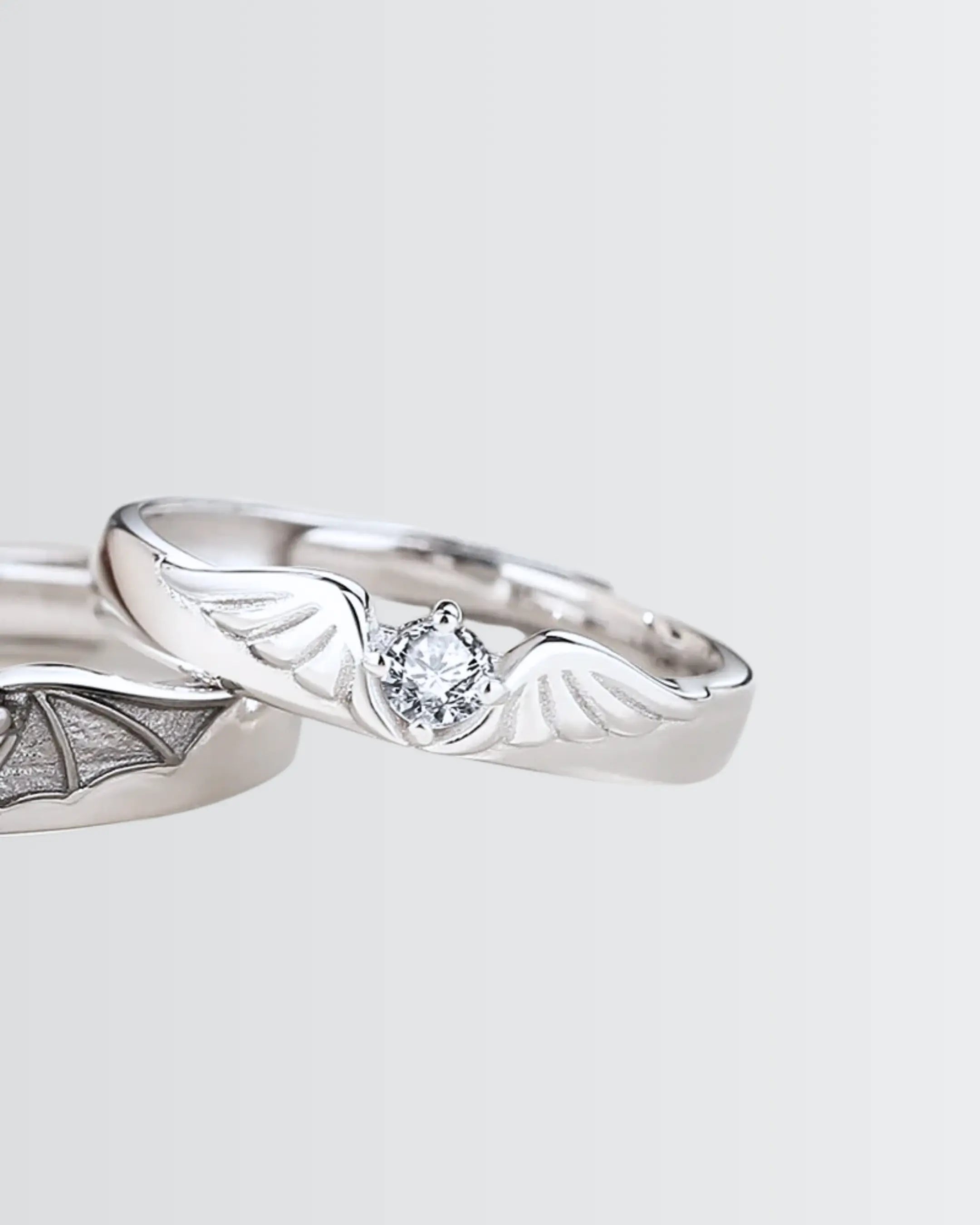 Angel Meets Bat Love Bands -  Silver Ring by BLINGLANE