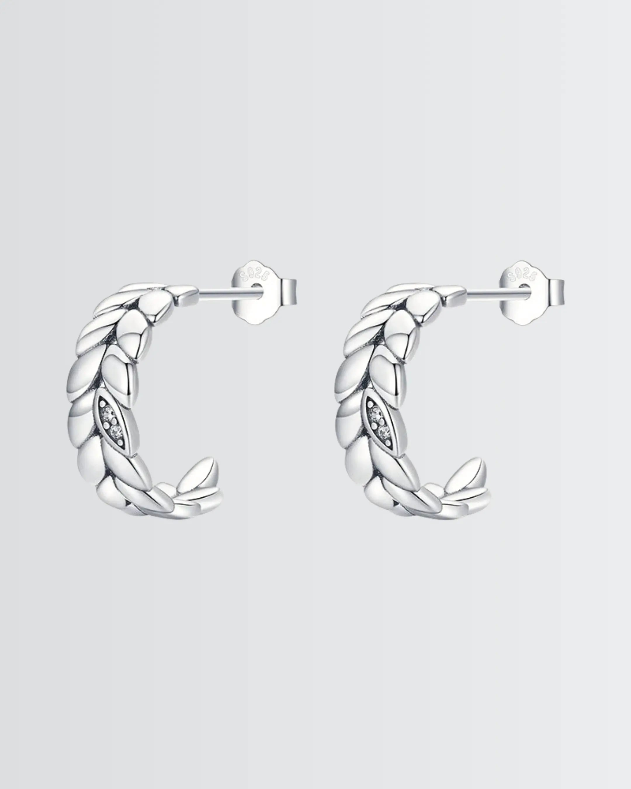 BeLeaf In Yourself Hoops -  Silver Earrings by BLINGLANE