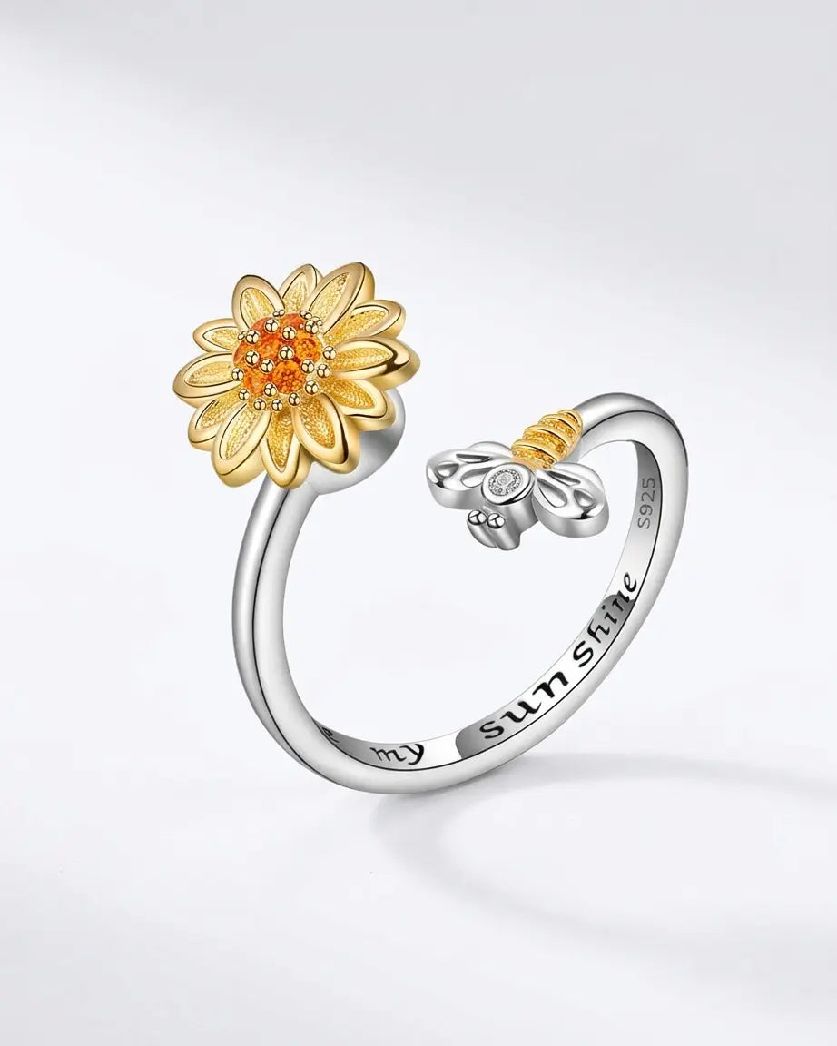Bee Kind Bloom Bright Spinner Ring -  Silver Ring by BLINGLANE