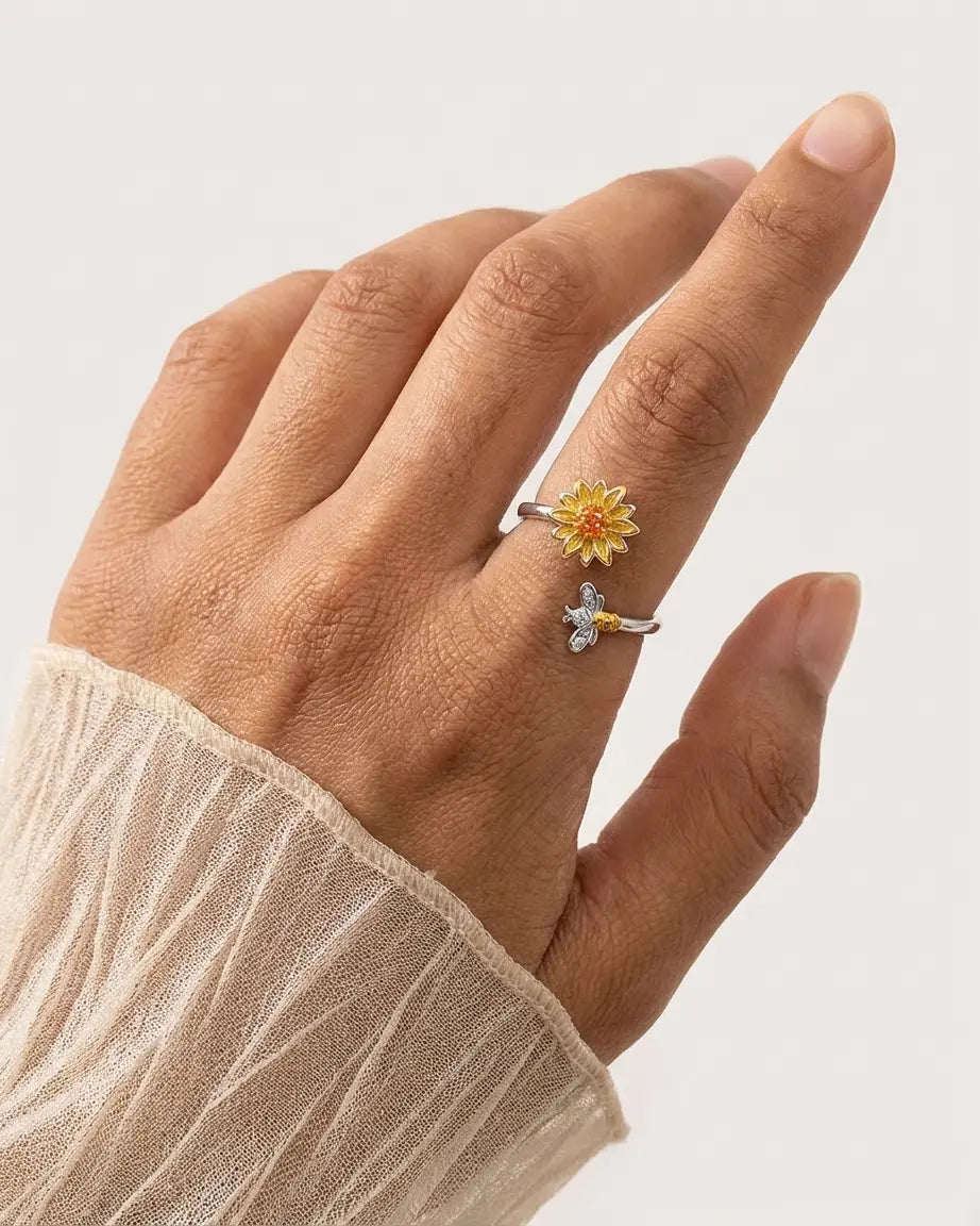 Bee Kind Bloom Bright Spinner Ring -  Silver Ring by BLINGLANE