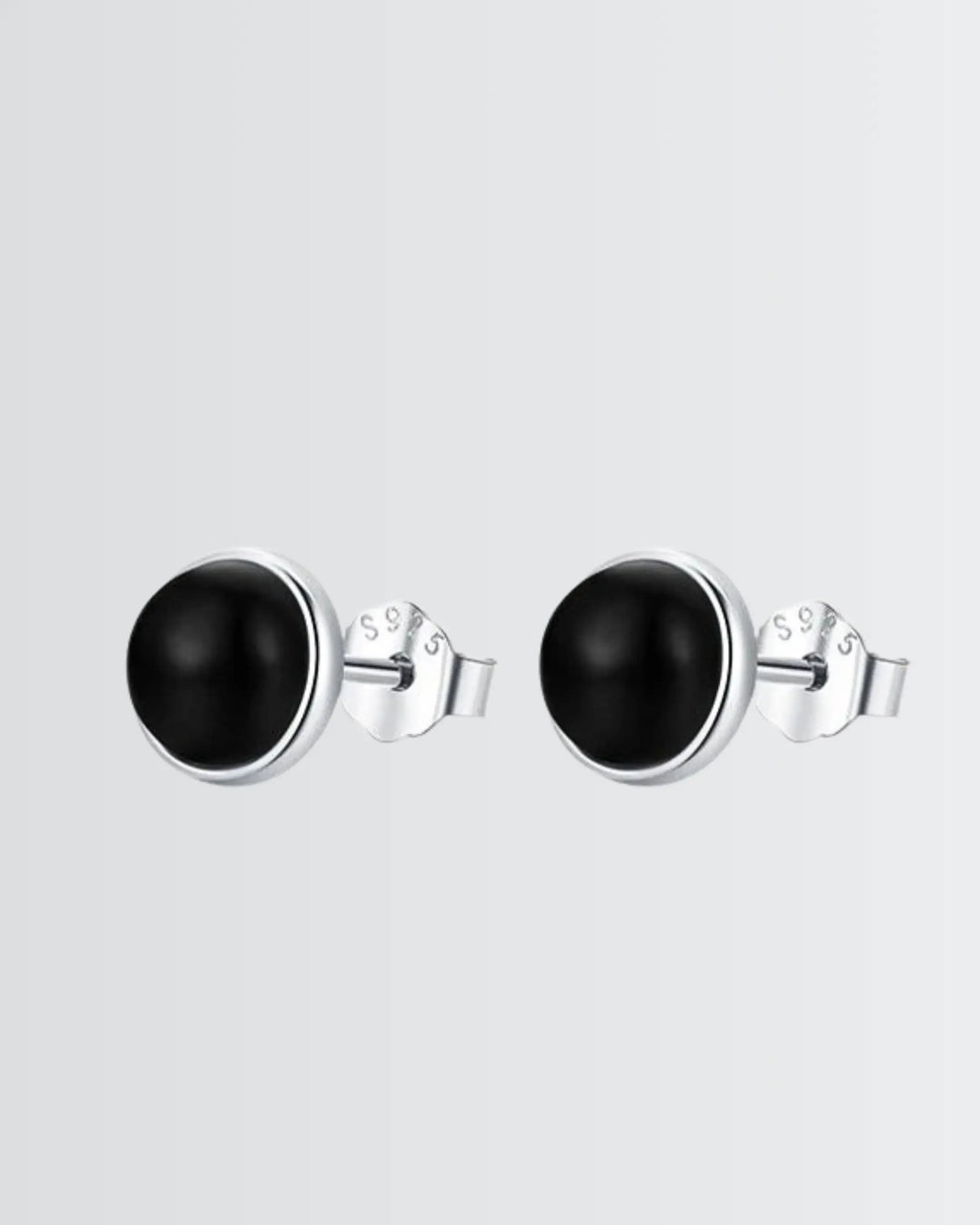 Black Onyx Aura Studs - Silver Earrings by BLINGLANE