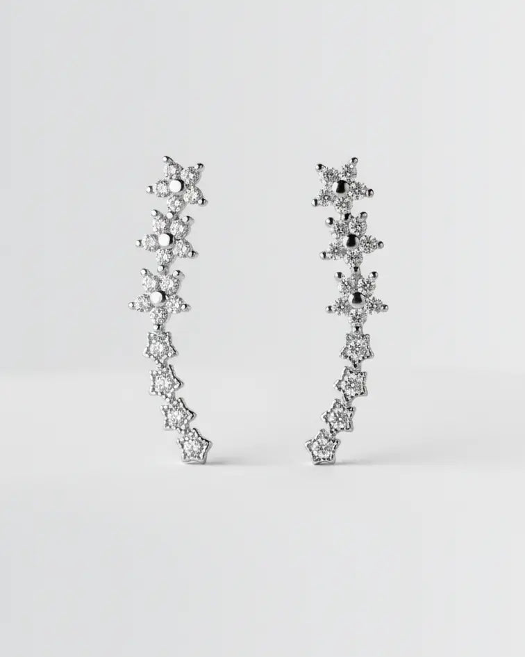 Bloom Line Earrings -  Silver Earrings by BLINGLANE