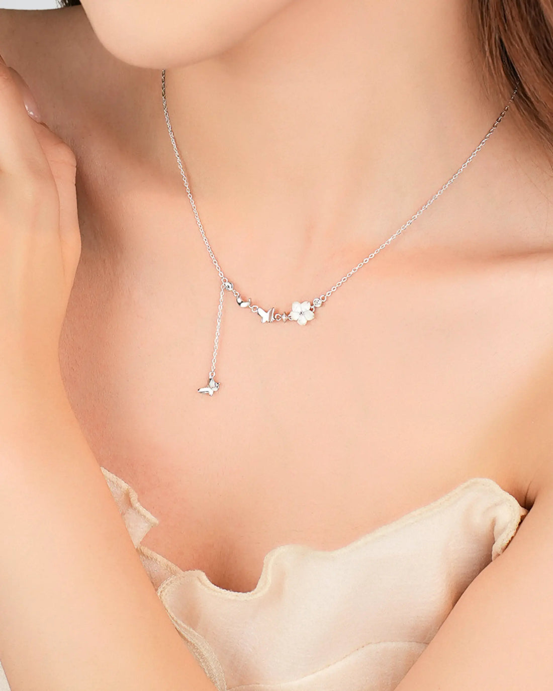 Born To Blossom Necklace -  Silver Necklace by BLINGLANE