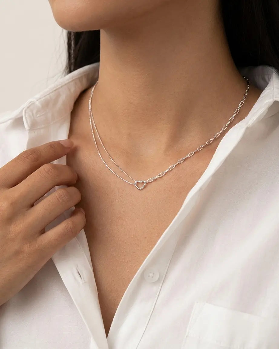 Charmed by Your Heart Necklace -  Silver Necklace by BLINGLANE
