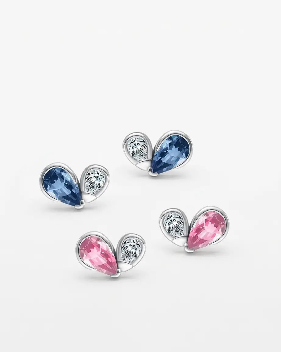 Cutesy Love Studs -  Silver Earrings by BLINGLANE
