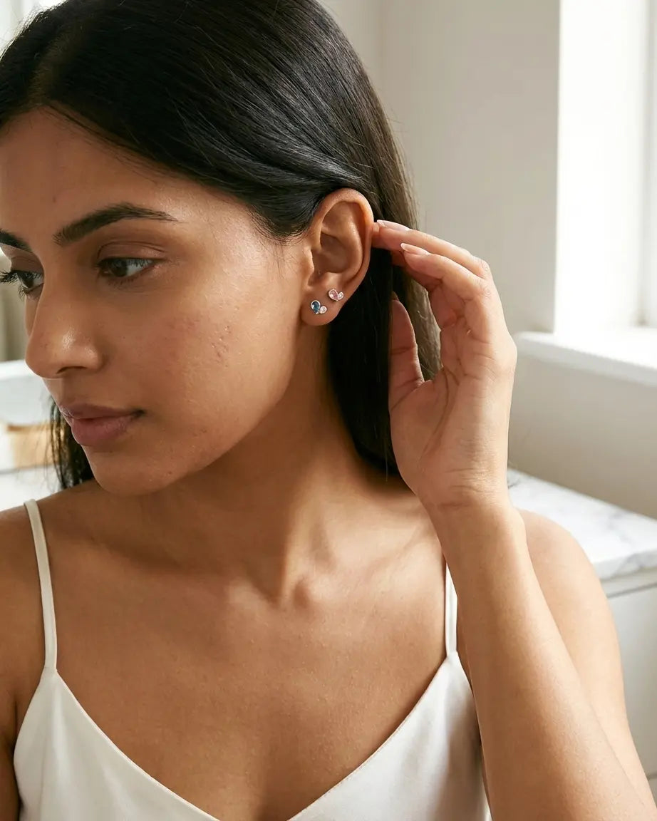 Cutesy Love Studs -  Silver Earrings by BLINGLANE