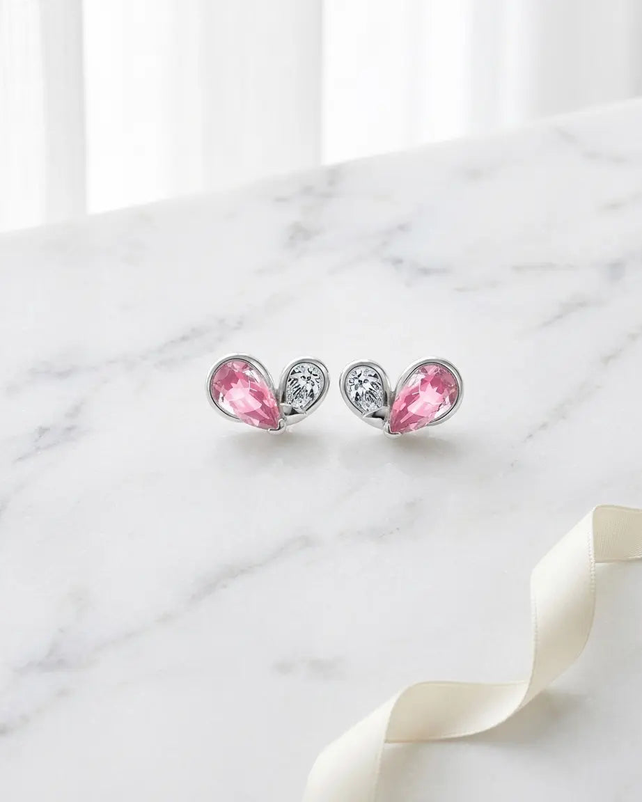 Cutesy Love Studs -  Silver Earrings by BLINGLANE