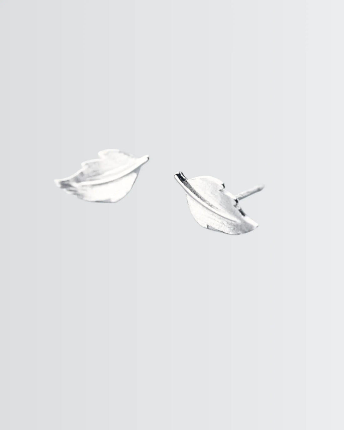 Dainty Leaf Mini Studs - Silver Earrings by BLINGLANE