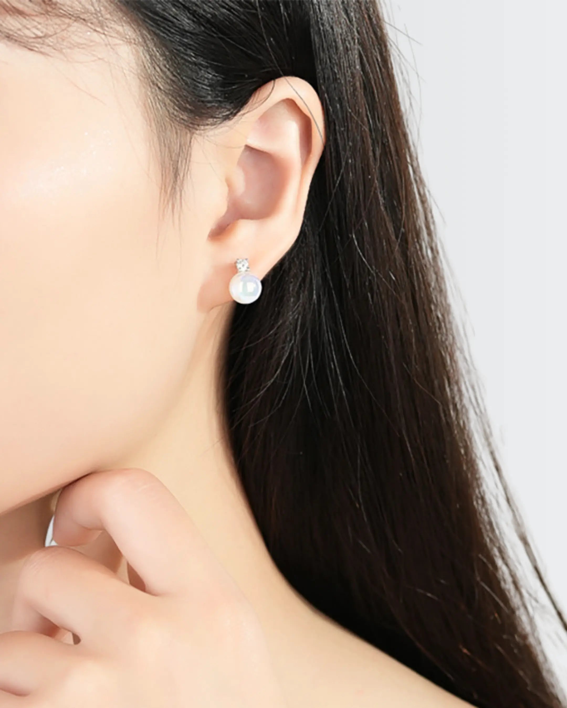 Everyday Elegance Pearl Studs -  Silver Earrings by BLINGLANE