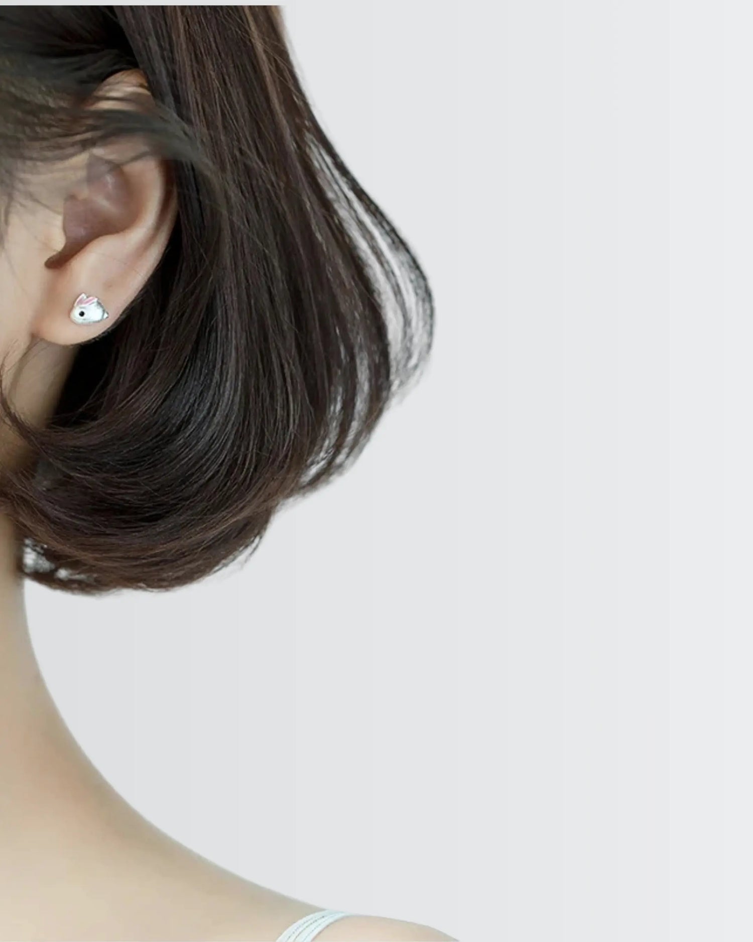 Fluffy Bunny Mini Studs -  Silver Earrings by BLINGLANE