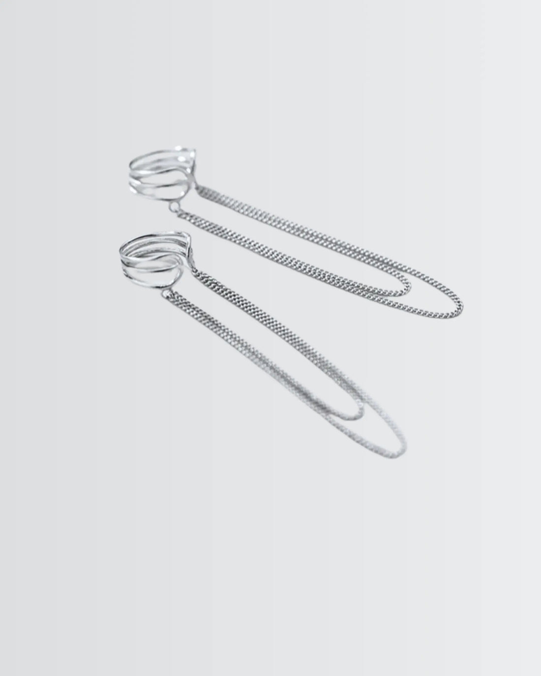 Gleam Chain Cuff Earrings - Silver Earrings by BLINGLANE