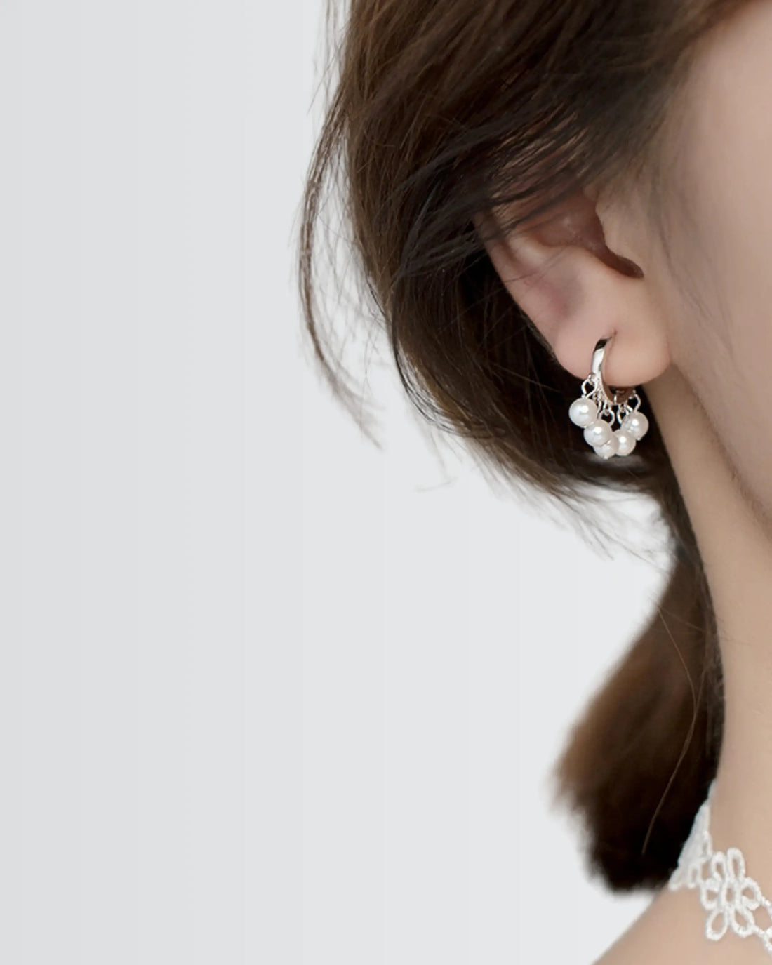 Gleaming Grace Pearl Hoops -  Silver Earrings by BLINGLANE