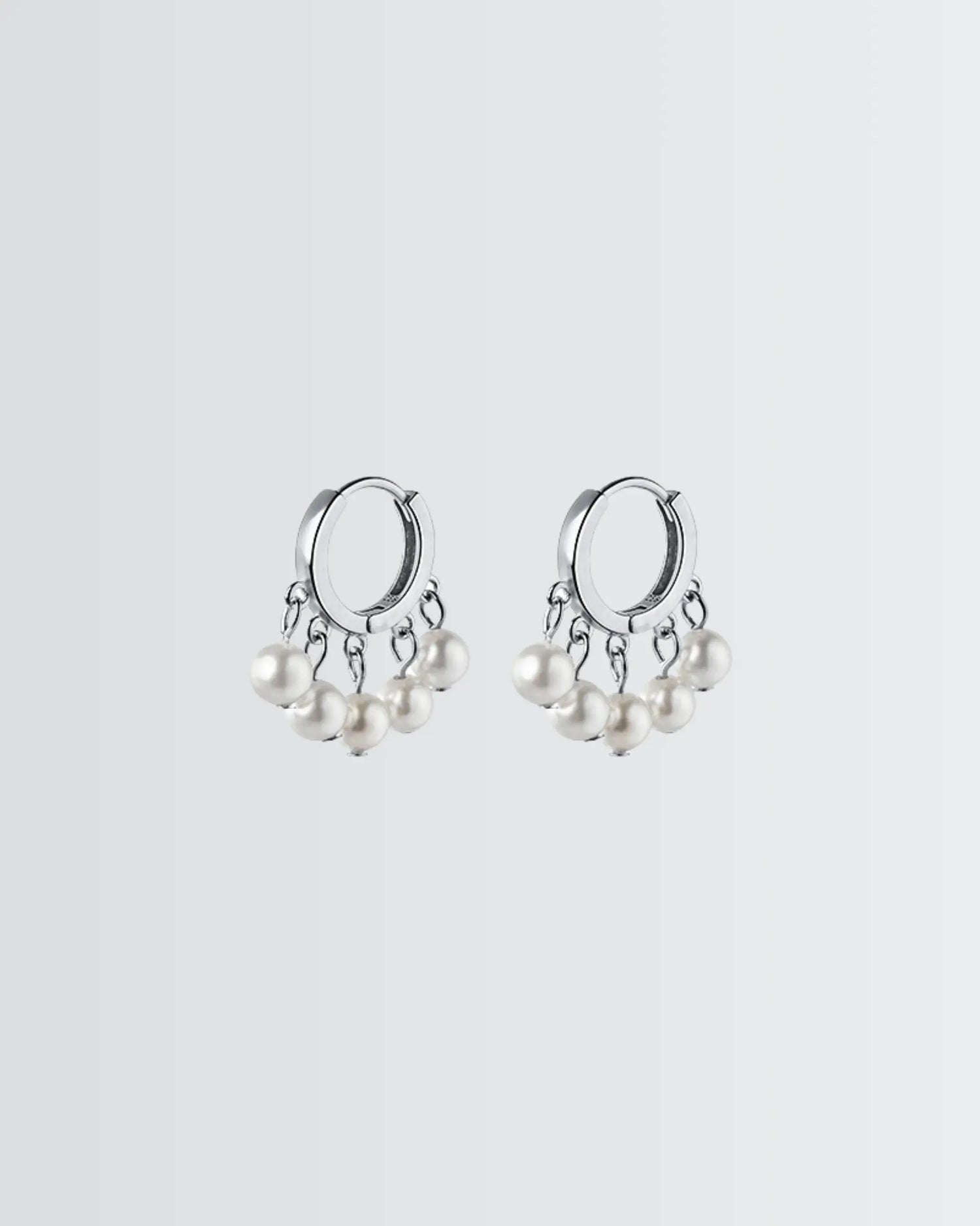 Gleaming Grace Pearl Hoops -  Silver Earrings by BLINGLANE