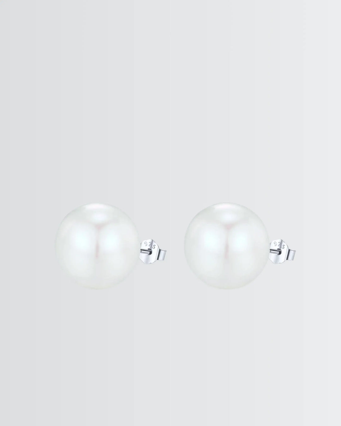 Gleaming Pearl Studs - Silver Earrings by BLINGLANE