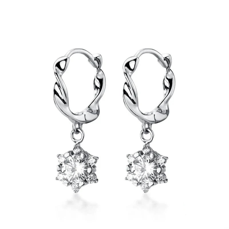 Sunbeam Solitaire Hoop Earrings