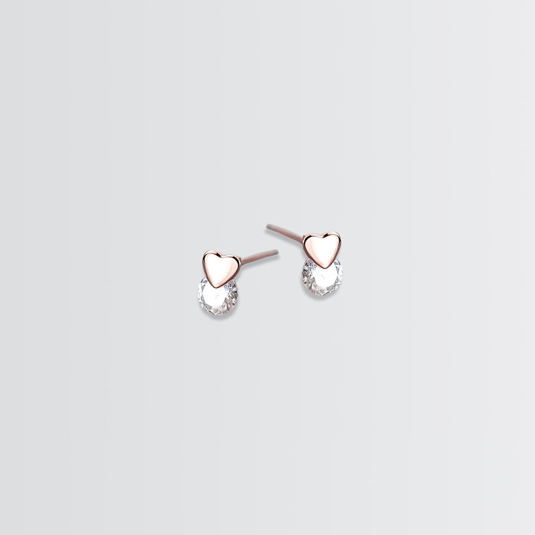 Solitaire In Heart Minimal Studs