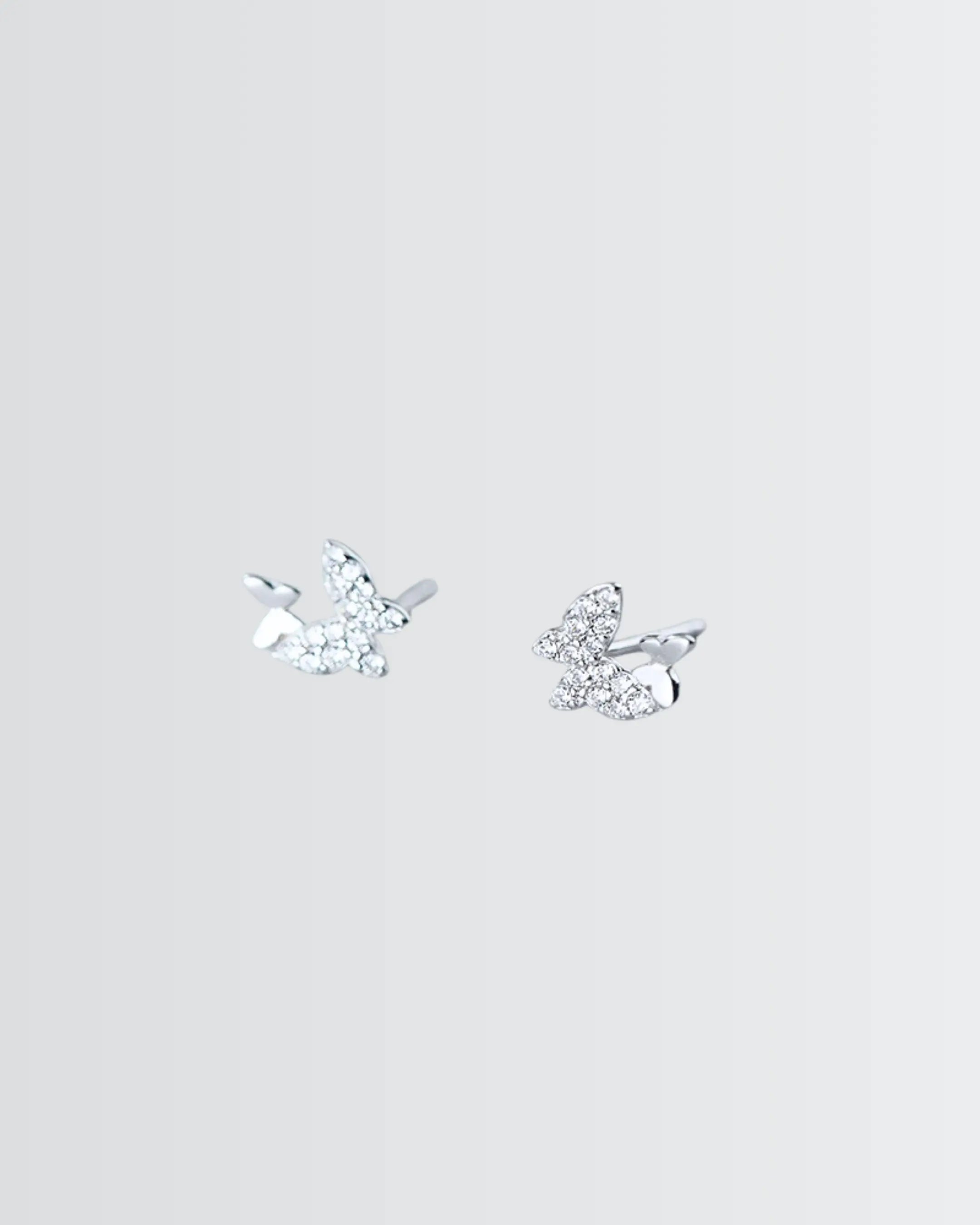 Lil Flutterfly Studs -  Silver Earrings by BLINGLANE