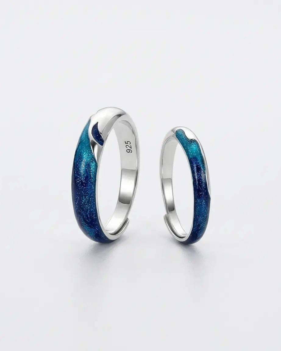 Love you like Sea Loves Shore Love Bands - Silver Ring by BLINGLANE