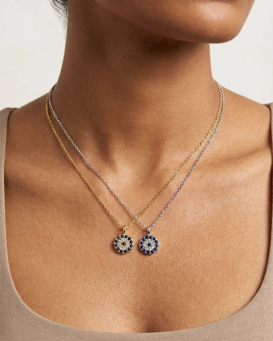 Mere Evil Eye Minimal Necklace -  Silver Necklace by BLINGLANE