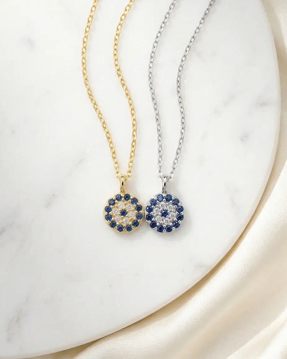 Mere Evil Eye Minimal Necklace -  Silver Necklace by BLINGLANE