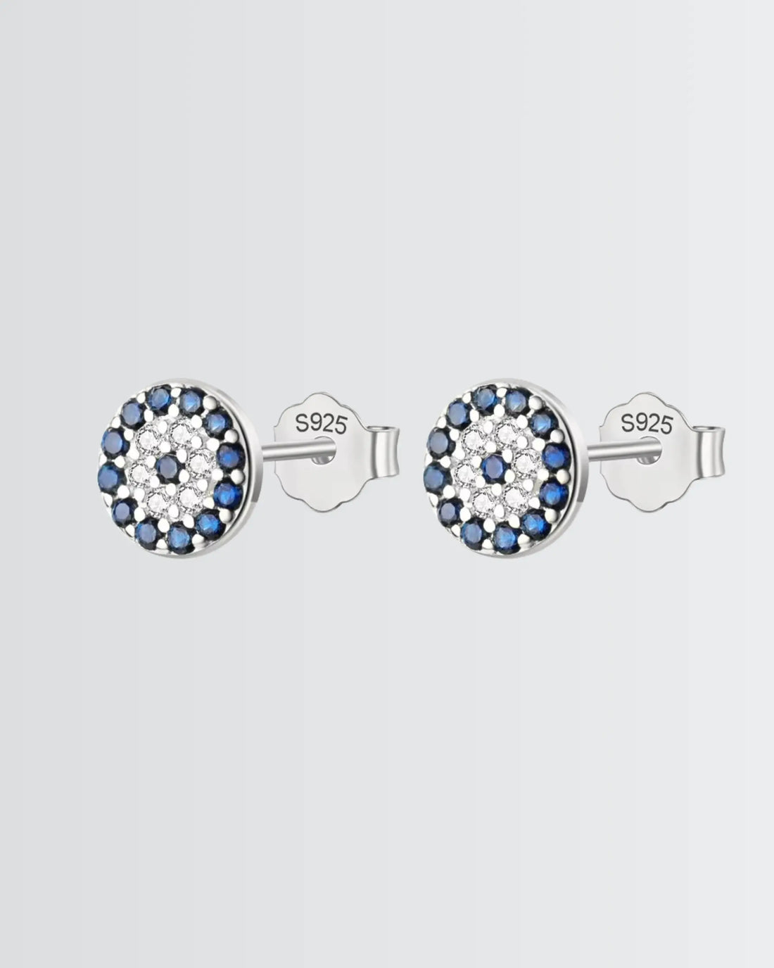 Mere Evil Eye Minimal Studs - Silver Earrings by BLINGLANE