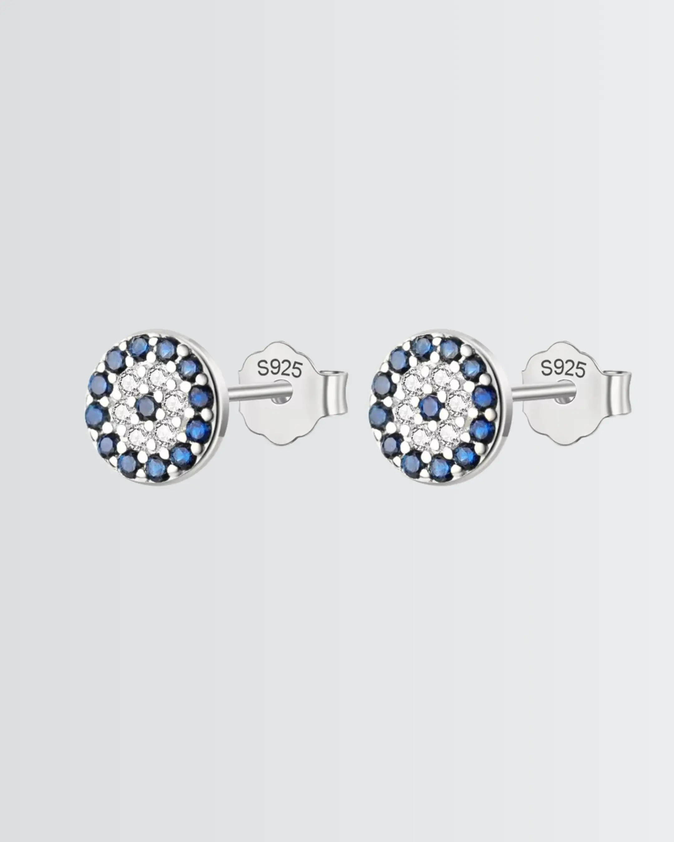 Mere Evil Eye Minimal Studs -  Silver Earrings by BLINGLANE