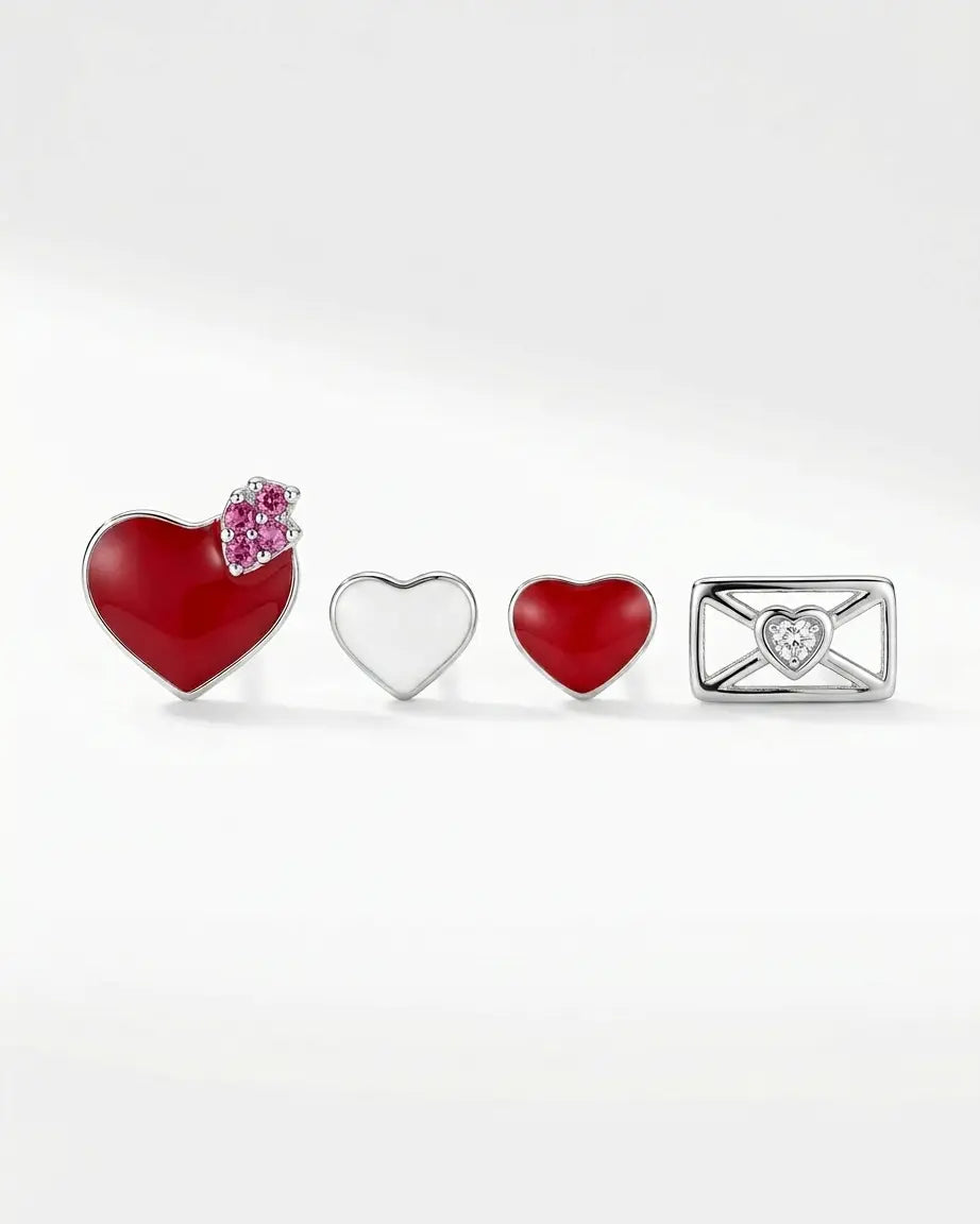 Message Of Love Studs -  Silver Earrings by BLINGLANE