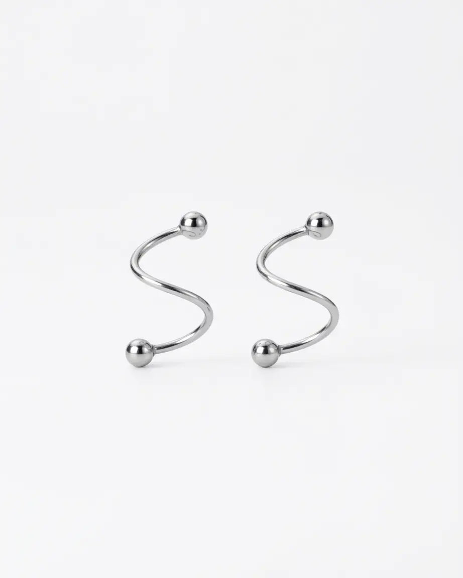 Mini Twirl Hug Earrings -  Silver Earrings by BLINGLANE