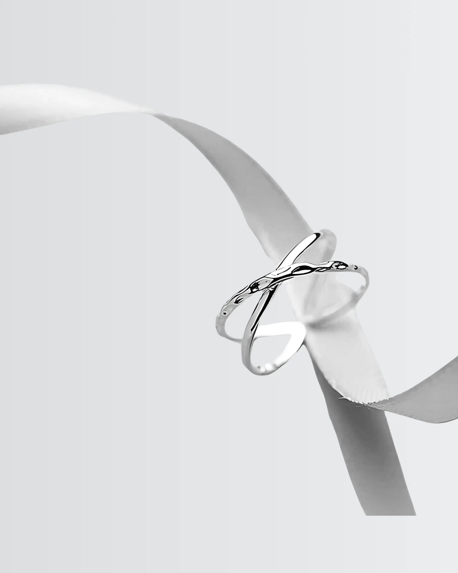 Minimal Crossways Ring -  Silver Ring by BLINGLANE