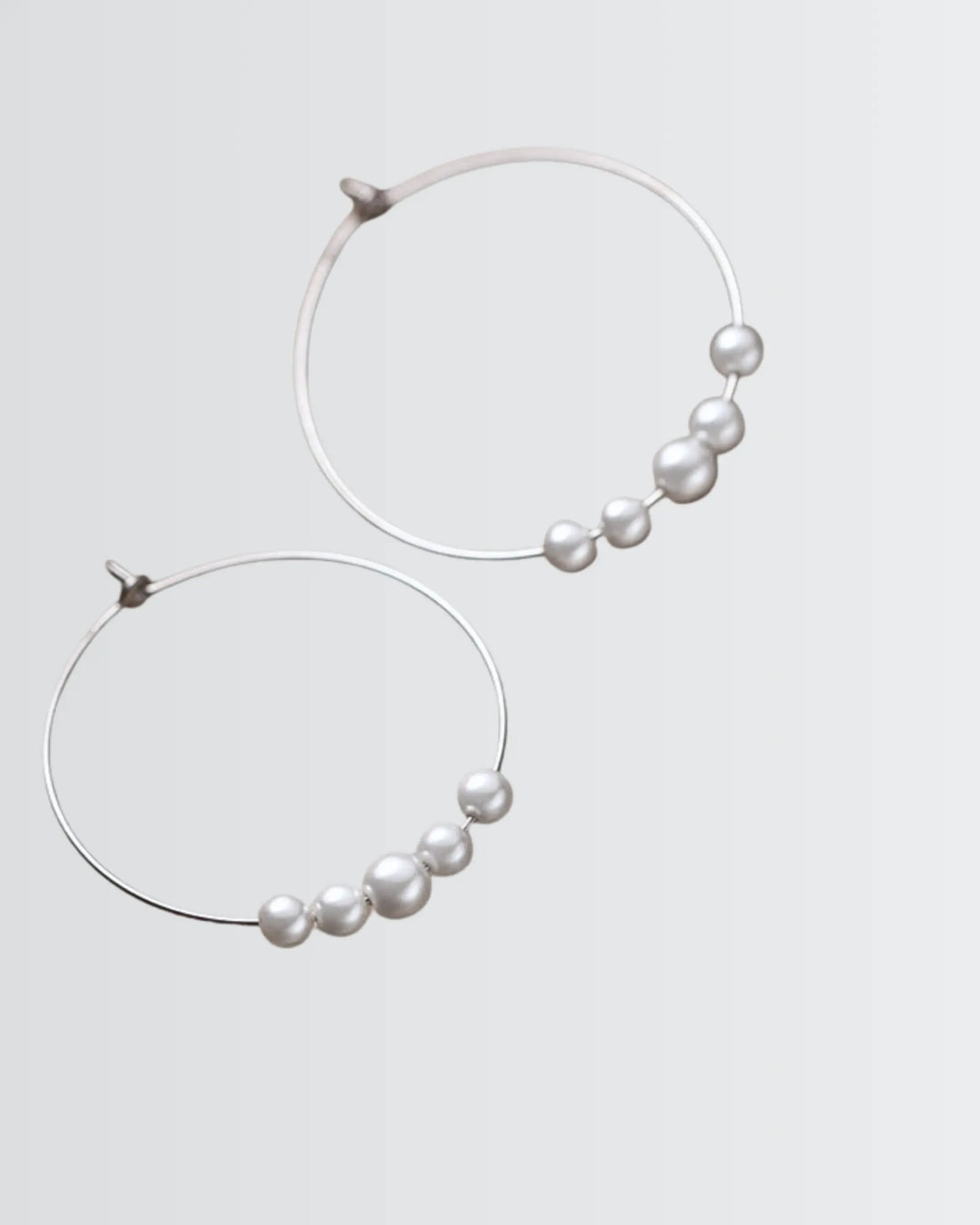 Minimal Pearl Hoops -  Silver Earrings by BLINGLANE