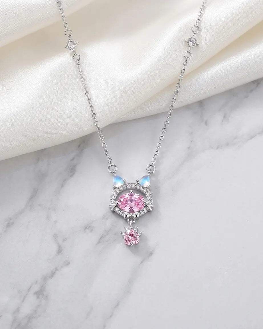 My Heart Meows For You Necklace -  Silver Necklace by BLINGLANE