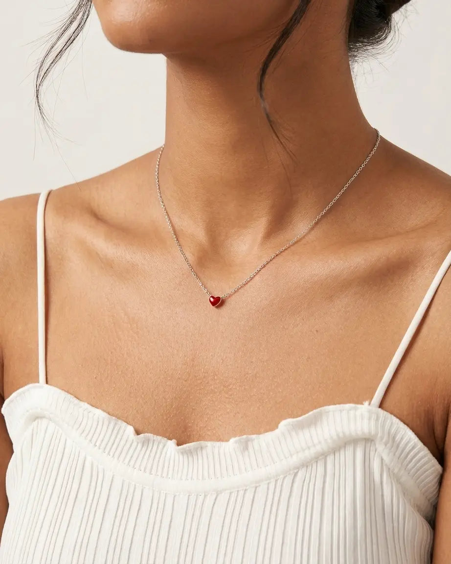 My Little Heart Minimal Necklace -  Silver Necklace by BLINGLANE