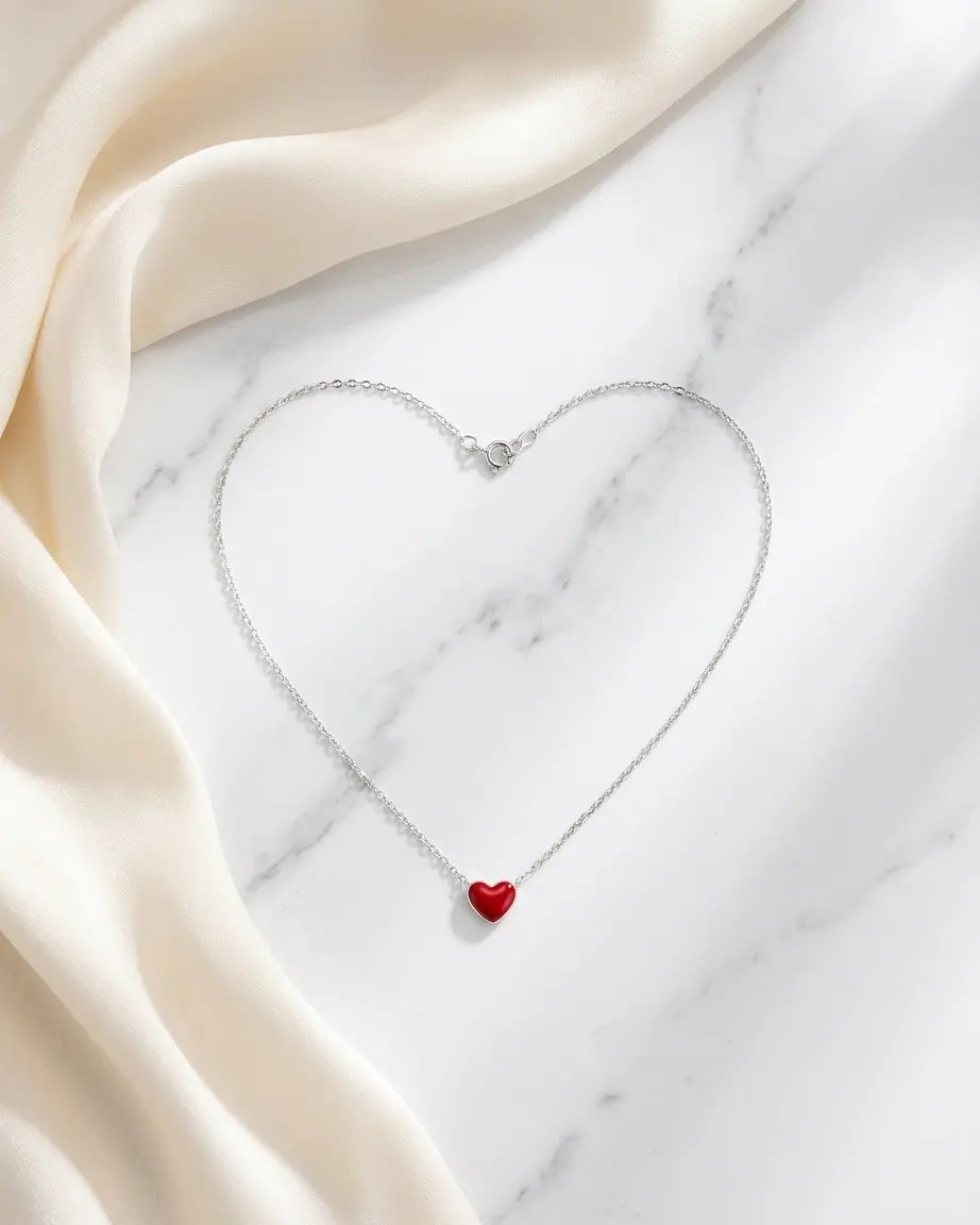 My Little Heart Minimal Necklace -  Silver Necklace by BLINGLANE