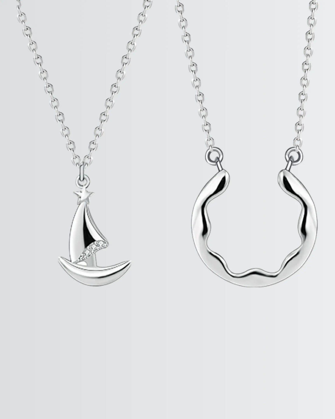 Ocean Bound Couple Necklace -  Silver Necklace by BLINGLANE