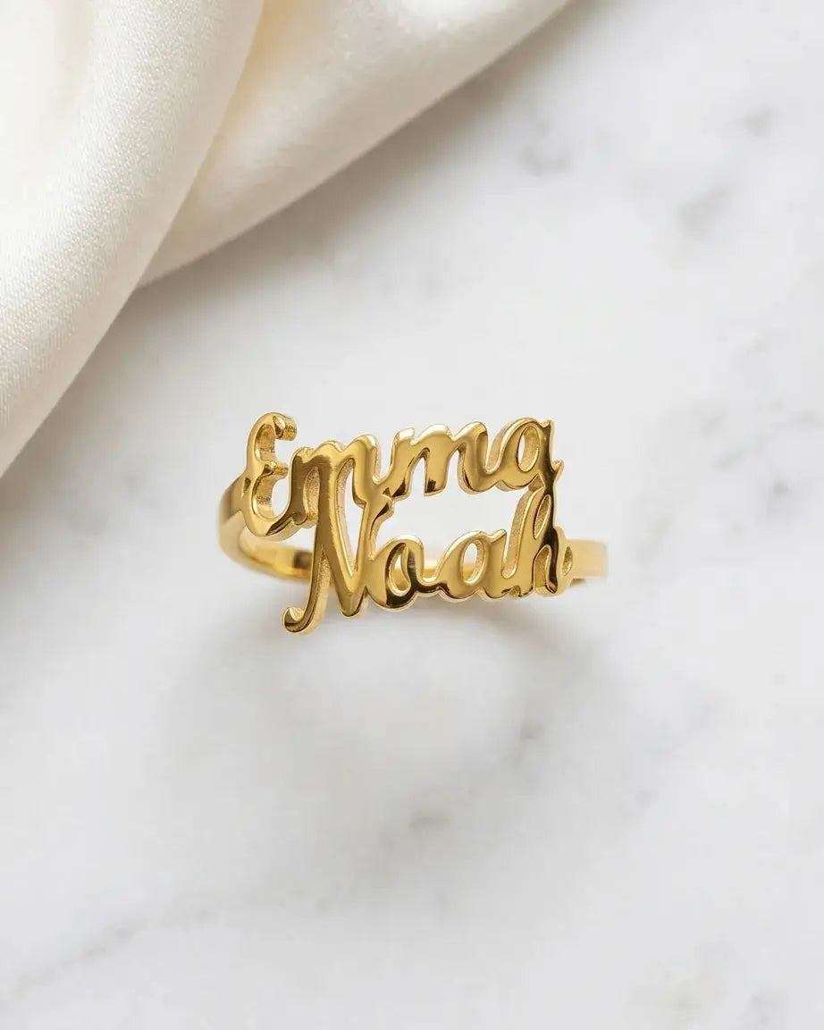 Personalize Two Names Ring -  Silver Ring by BLINGLANE