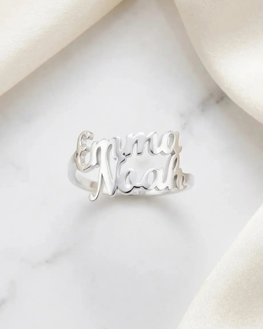 Personalize Two Names Ring -  Silver Ring by BLINGLANE