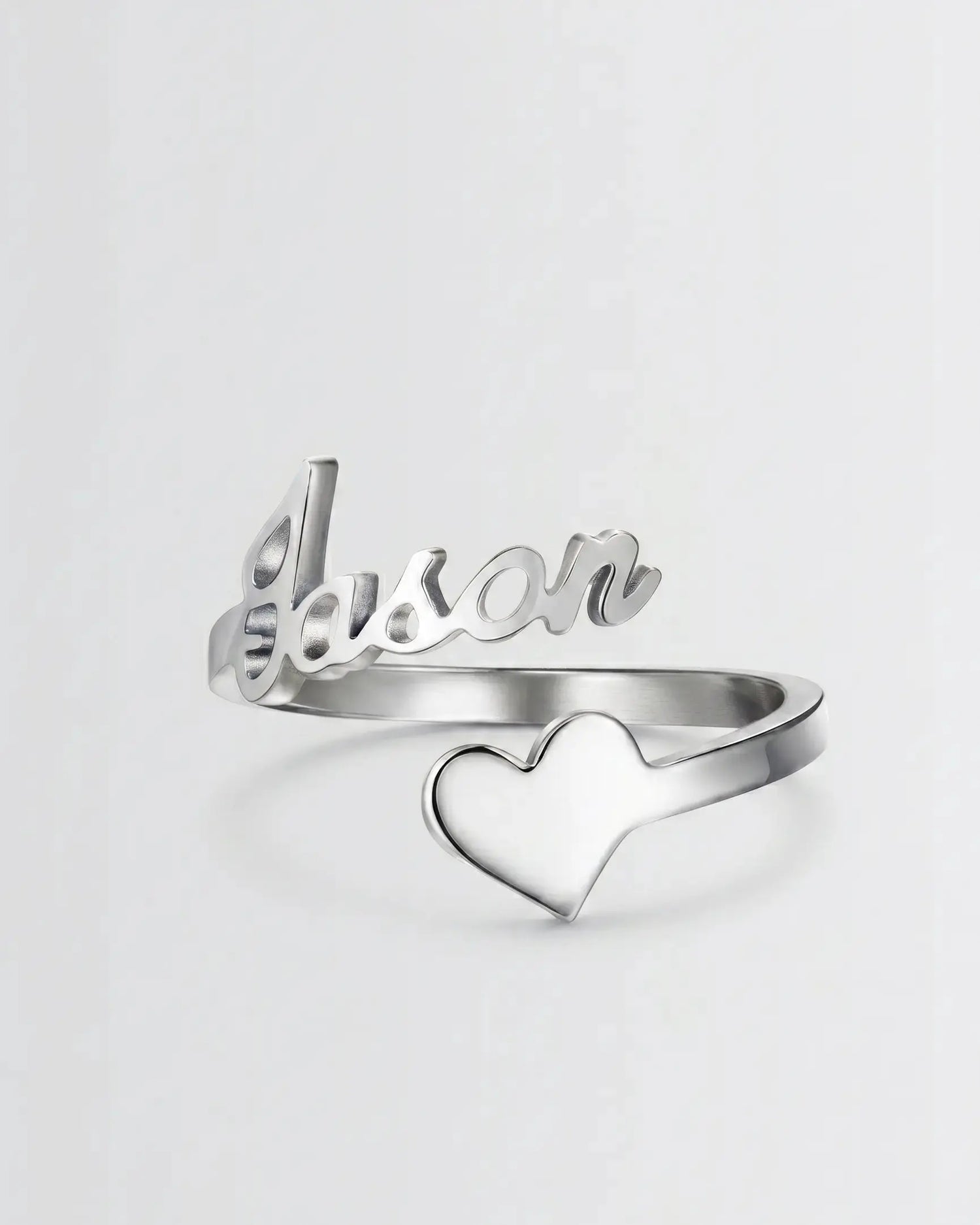 Personalize Your Name &amp; Heart Silver Ring -  Silver Ring by BLINGLANE