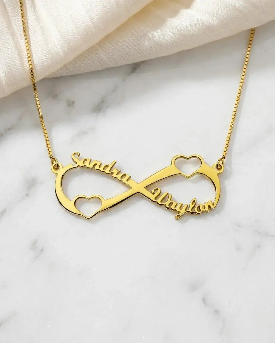 Personalize Your Names Infinity Heart Necklace -  Silver Necklace by BLINGLANE