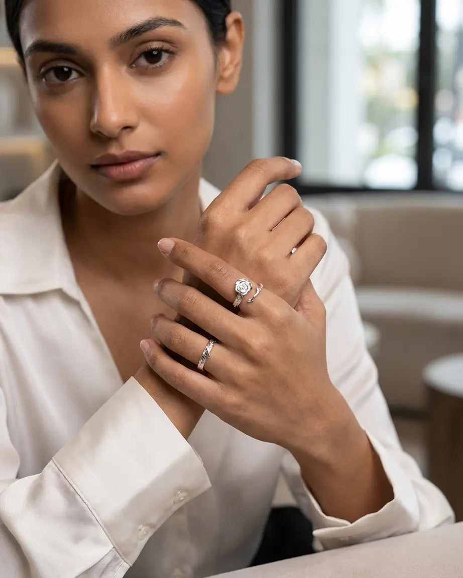 Petals Of Promise Forever Love Bands -  Silver Ring by BLINGLANE