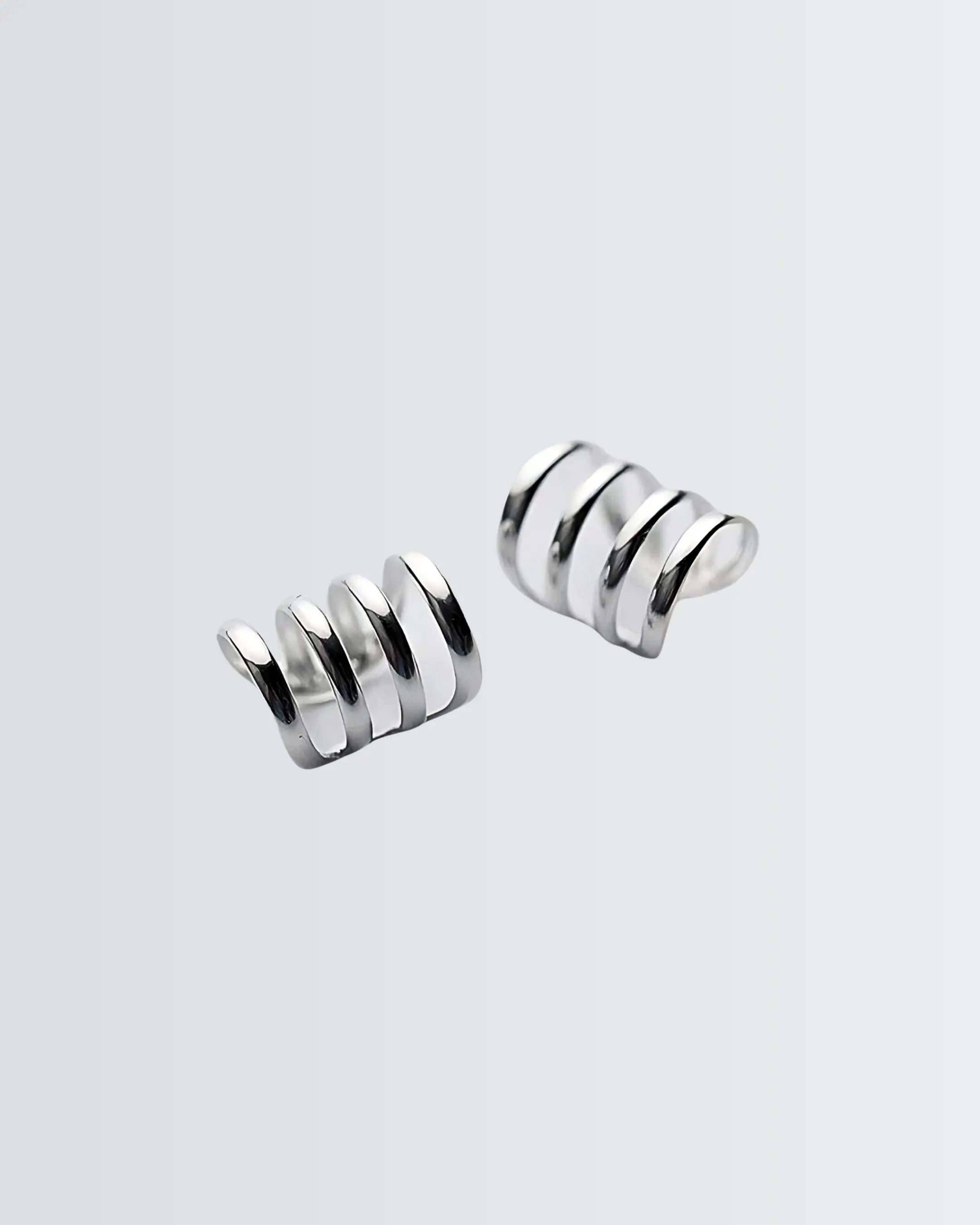 Ritzy Chic Huggie Ear Cuffs -  Silver Earrings by BLINGLANE