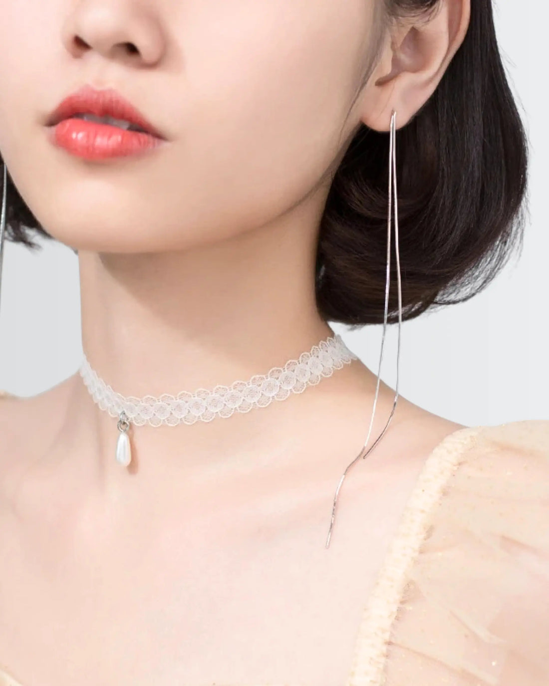 Silkline Elite Chain Earrings -  Silver Earrings by BLINGLANE