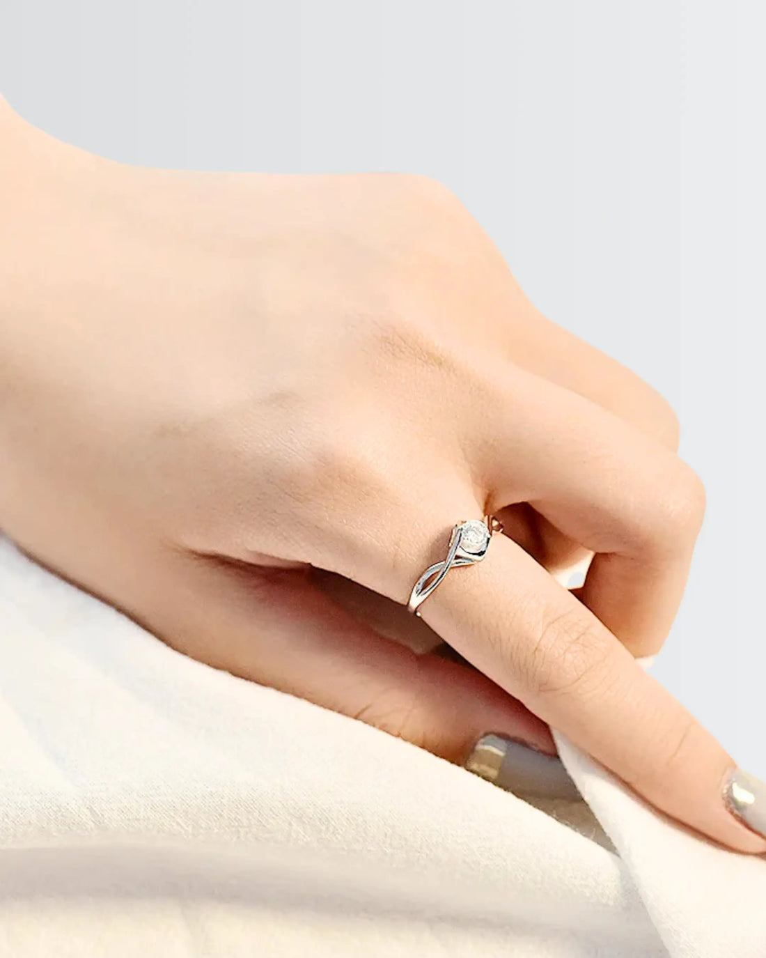 Simple Promise Solitaire Love Band -  Silver Ring by BLINGLANE